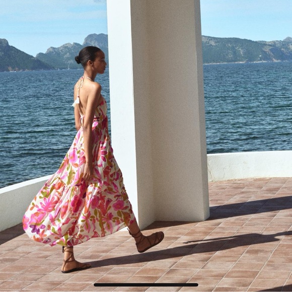 NWT zara long print dress size small multicolored - Picture 4 of 7